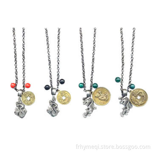 Dragon and Coin Pendant Necklace